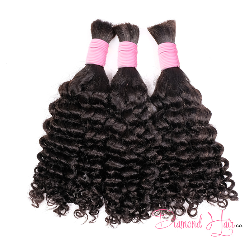 10A Color #1B Deep Curly Bulk Hair Raw Vietnamese Hair Cabelo Humano Brasileiro Ondulado 45-75cm（100g/pc）