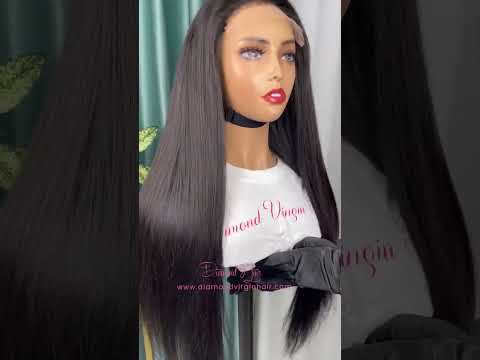 Silky Straight Lace 4x4 5x5 Closure Wig 13x4 13x6 Full Frontal Wig 200% Density Mink Brazilian Diamond Virgin Hair