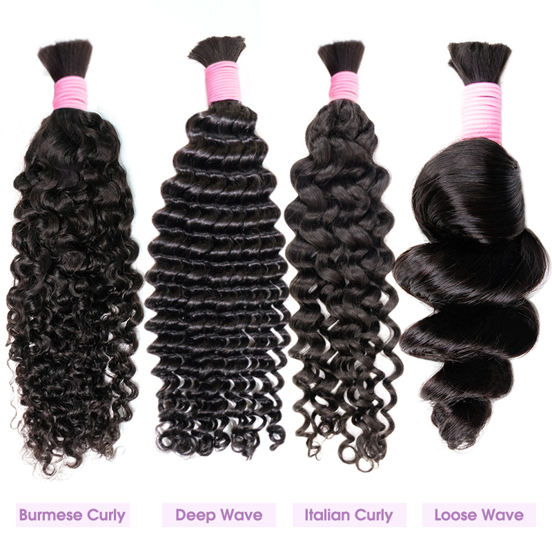 Burmese Curly Braiding Hair 1B Human Hair 100% Raw Hair (100g/pc)