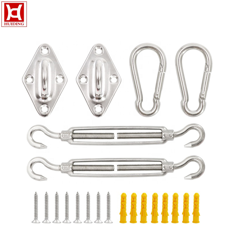 Heavy Duty Stainless Steel Sun Shade Sail Hardware Kit Installation