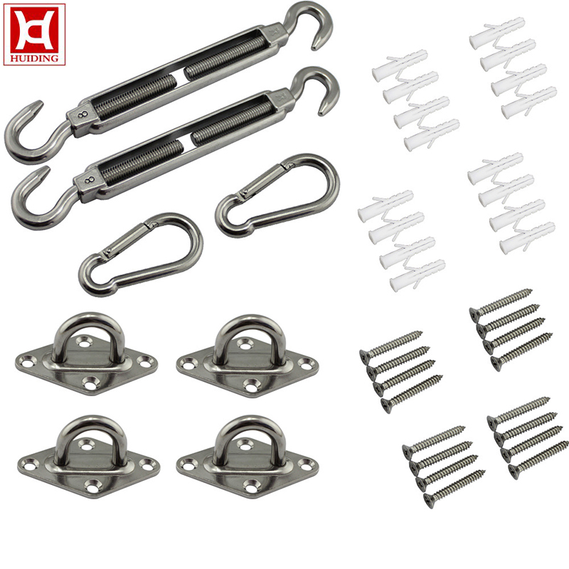 Stainless Steel Sun Shade Sail Hardware Kit Rectangle and Square Sun Shade Sail Installation Fittings