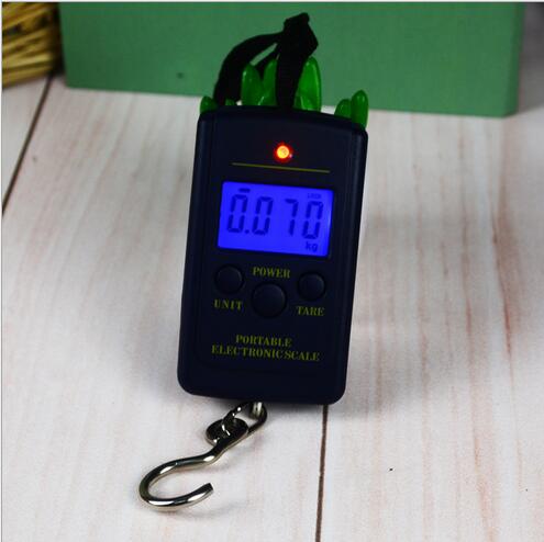 Portable mini Hang Luggage scale 40kgs with hook,blue light