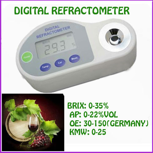 Pocket Digital Refractometer 0-35% brix,0-22%VOL,30-150 Oe Special for Grape Wine