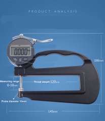 Digital thickness gauge meter deep throat micrometer 0-10mm 0-25mm different probe size