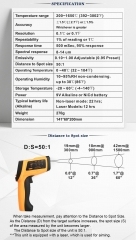 Industrial Digital IR thermometer GM1650 temperature measuring gun -50 to 1650 degree C