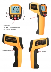 Industrial Digital IR thermometer GM1650 temperature measuring gun -50 to 1650 degree C