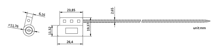 High security aluminum steel wire cable seal  CAD