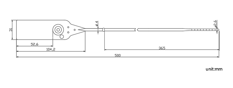 Plastic security self-locking barcode seals CAD