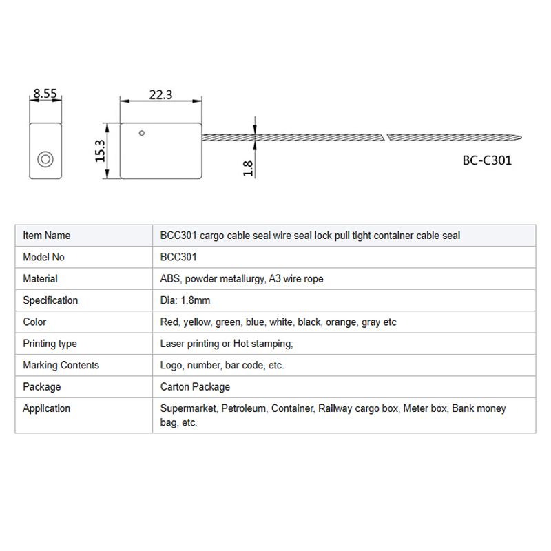 BC-C301 Shipping Container Cable Seals Near Me Security Truck Seals