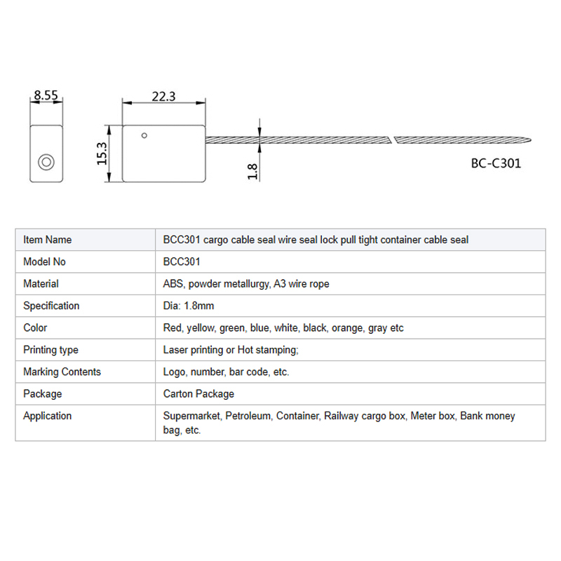 BC-C301 Shipping Container Cable Seals Near Me Security Truck Seals