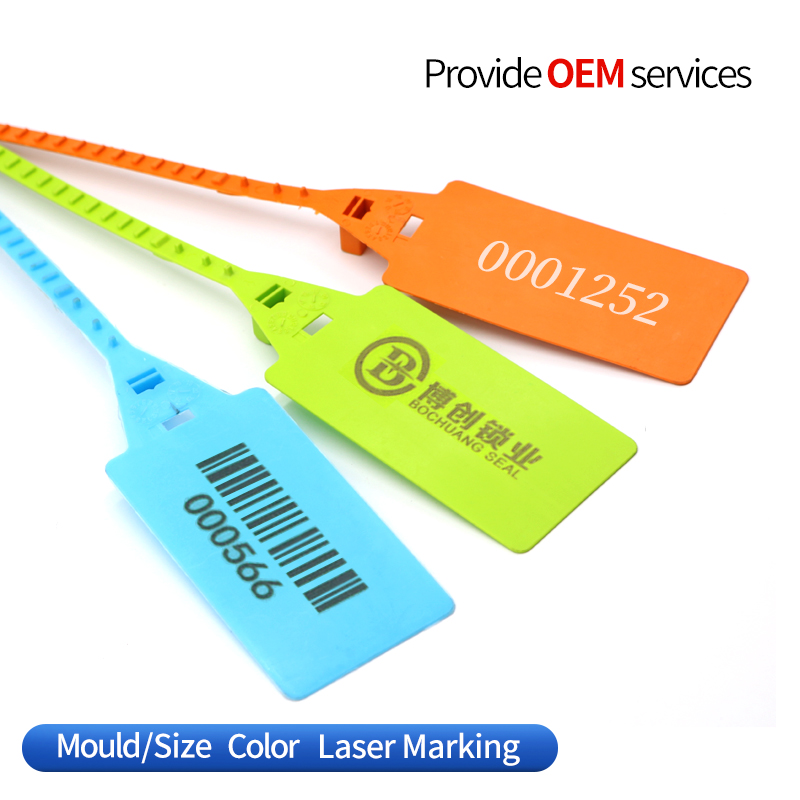 BC-P107 Clothes Security Plastic Tags Adjustable Length Plastic Security Seals