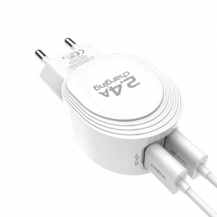 EU Fast 2.4A Dual USB Port 2.4A AUTO ID Wall Charger