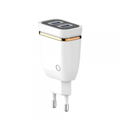 Wall Charger 2 Port USB Charger Plug Fast Travel Charger White Power Adapter with Cable For iPhone Samsung HTC Xiaomi