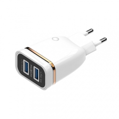 Wall Charger 2 Port USB Charger Plug Fast Travel Charger White Power Adapter with Cable For iPhone Samsung HTC Xiaomi