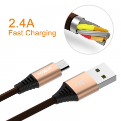 Data Cable Durable Denim Nylon Lighting/Micro USB Cable 1M 2.4 A for Samsung iPhone Xiaomi Redmi Mobile Phone