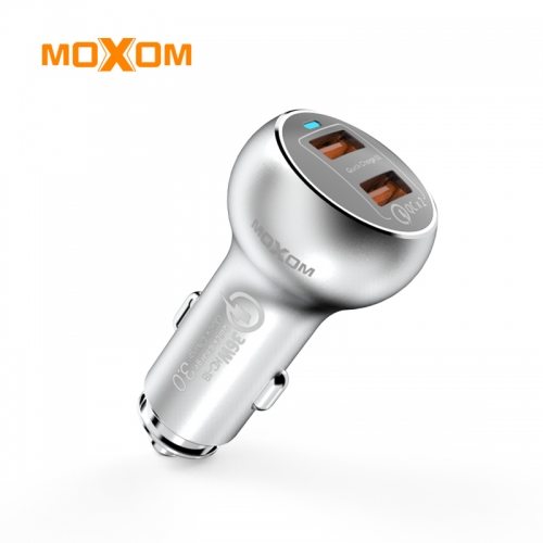 36W Fast QC3.0 Car Charger Dual USB Metal Phone Car Charger