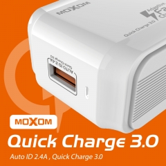 Single USB Charger QC3.0 High Speed Wall Charger EU UK Home Charger With Cable