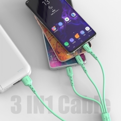 3 IN 1 Candy Color Data Fast Charging Cable With Length 100cm