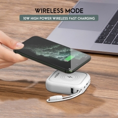 PD+QC3.0 Wireless 3 Port USB Port Power Bank 10000mah With LED Indicate Light