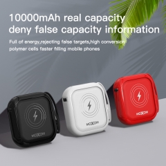 PD+QC3.0 Wireless 3 Port USB Port Power Bank 10000mah With LED Indicate Light