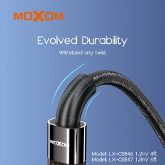 MOXOM Luxury Device 100W PD Auto Power-Off Transparent LED Data Cable Type-C to Type-C