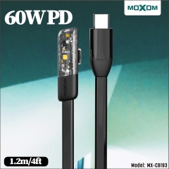 60W PD 90° Angle Game Data Cable Type-C to Type-C 1.2m/4ft