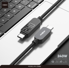 Zinc Alloy Shell Dot Matrix Screen 240W Fast Charging Data Cable