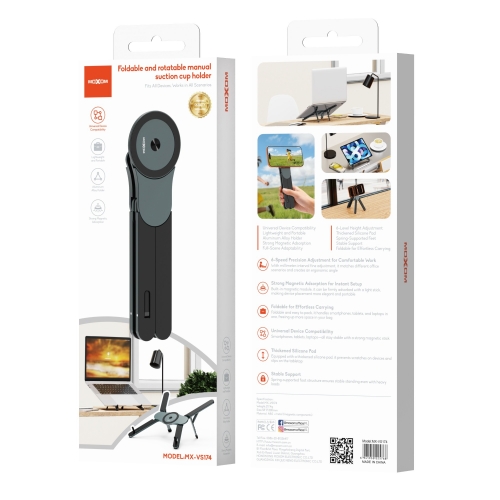 Foldable and rotatable manual suction cup holder