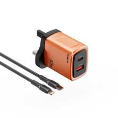 GaN PD45W,QC18W UK Travel Charger
