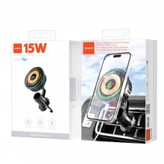 15W Magnetic Wireless Charging Car Holder With Fan