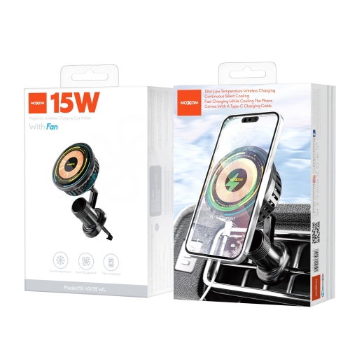 15W Magnetic Wireless Charging Car Holder With Fan
