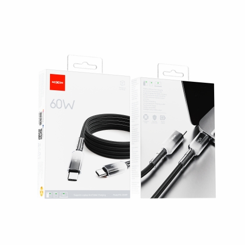 "60W Amber Fast Charging Data Cable Type-C to Type-C Nylon OD4.0mm"