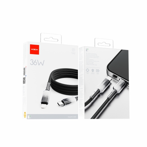 "36W Amber Fast Charging Data Cable Type-C to Lightning Nylon OD4.0mm"