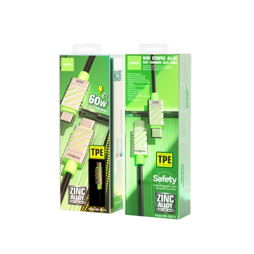 "PD60W Striped Alloy Fast Charging Data Cable Type-C to Type-C"