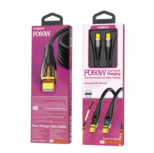 "PD60W Transparent Machinery Fast Charge Data Cable Type-C To Type-C"