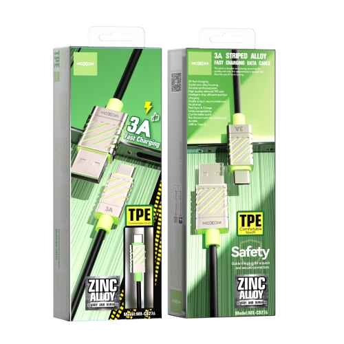 "3A Striped Alloy Fast Charging Data Cable USB to Type-C"