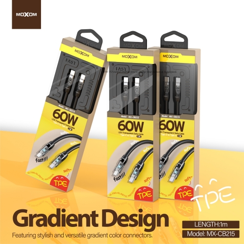 "60W PD LED Transparent Data Cable 1M"