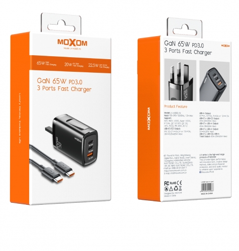 "GaN 65W PD3.0 3 Ports Fast Charger "