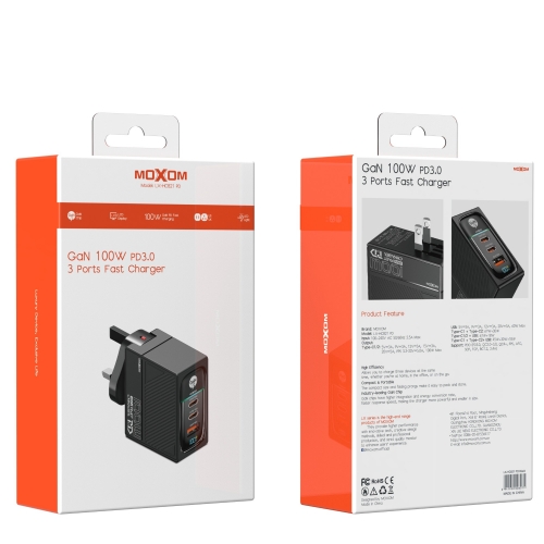 "GaN 100W PD3.0 3 Ports Fast Charger"