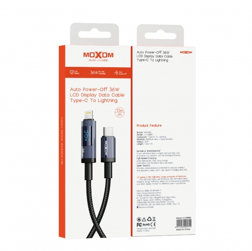 "36W Auto Power-Off LCD Display Data Cable Type-C To Lightning 1.5m/5ft"