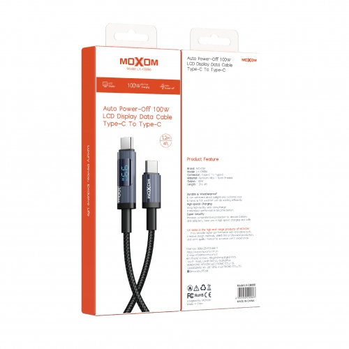 "100W Auto Power-Off LCD Display Data Cable Type-C To Type-C 1.2m/4ft"