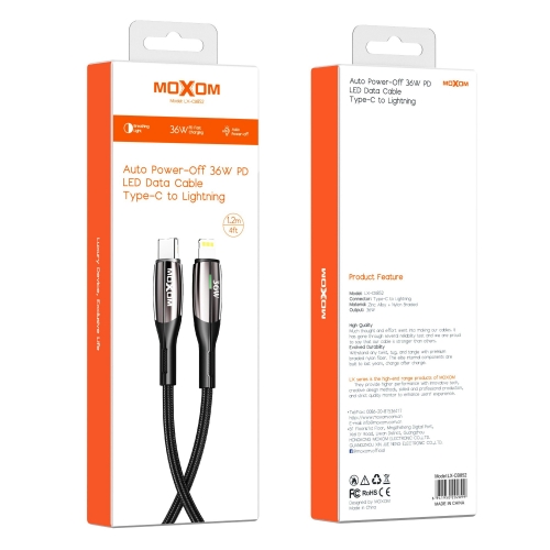"36W PD Auto Power-Off LED Data Cable Type-C to Lightning"