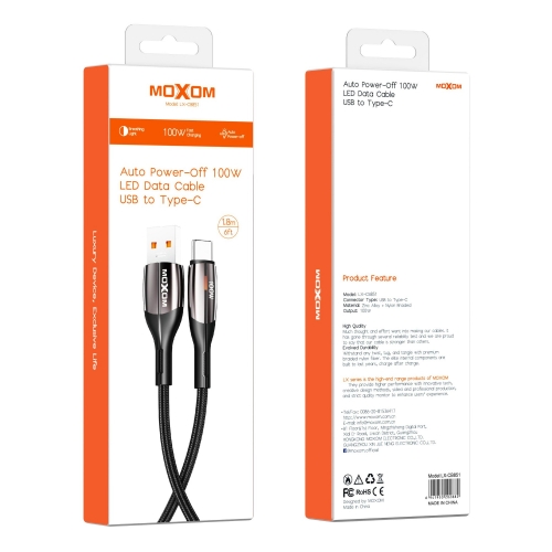"100W Auto Power-Off LED Data Cable USB to Type-C"