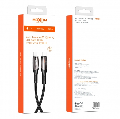 "100W PD Auto Power-Off LED Data Cable Type-C to Type-C"
