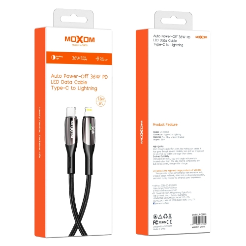 "36W PD Auto Power-Off LED Data Cable Type-C to Lightning"