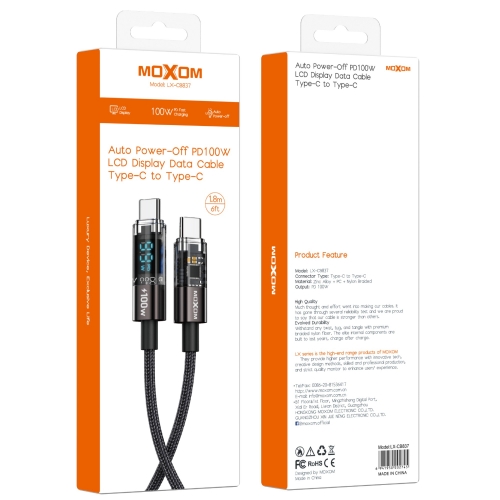 "100W PD Auto Power-Off LCD Display Data Cable Type-C to Type-C"