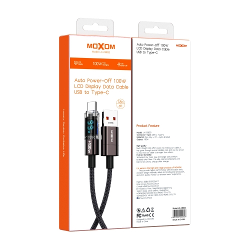 "100W Auto Power-Off LCD Display Data Cable USB to Type-C"