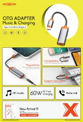 Music & Charging                                                                       Type-C to 3.5mm & Type-C  OTG ADAPTER