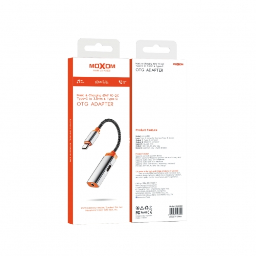 Music & Charging                                                                       Type-C to 3.5mm & Type-C  OTG ADAPTER
