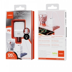 120W Super Fast Charging USB-A + Type-C Dual-Port Output Charger (US Plug)